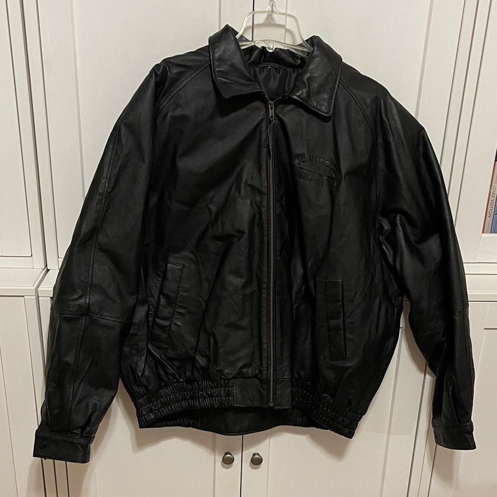 John Deere Men's Black Leather Jacket